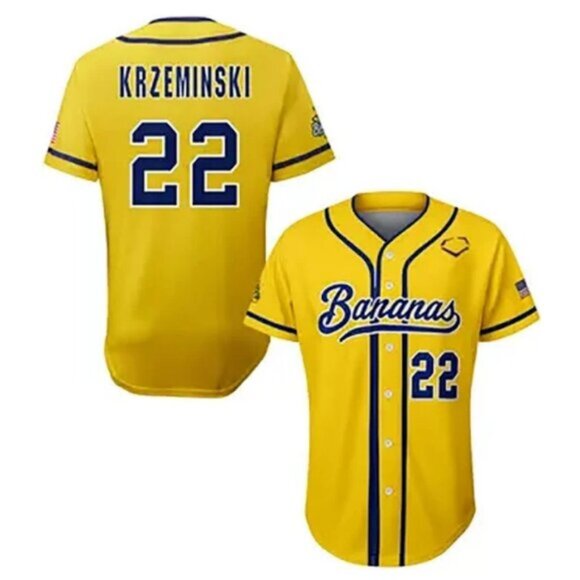 Mens Kids Youths Austin Krzeminski Savannah Bananas Jersey Yellow Stitched - Picture 1 of 1
